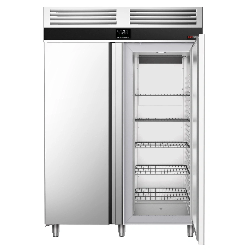 Nerezová skladovací lednice PREMIUM - 1400 L - s 2 prosklenými dveřmi