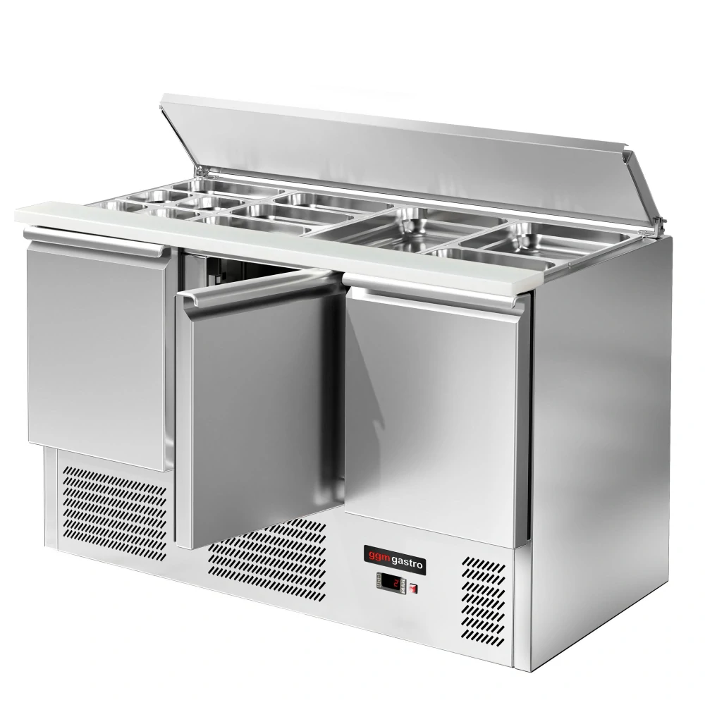 Saladeta ECO - 1368 mm - 3 dveře - s nerezovým krytem pro 4x GN 1/1 - černá přední strana