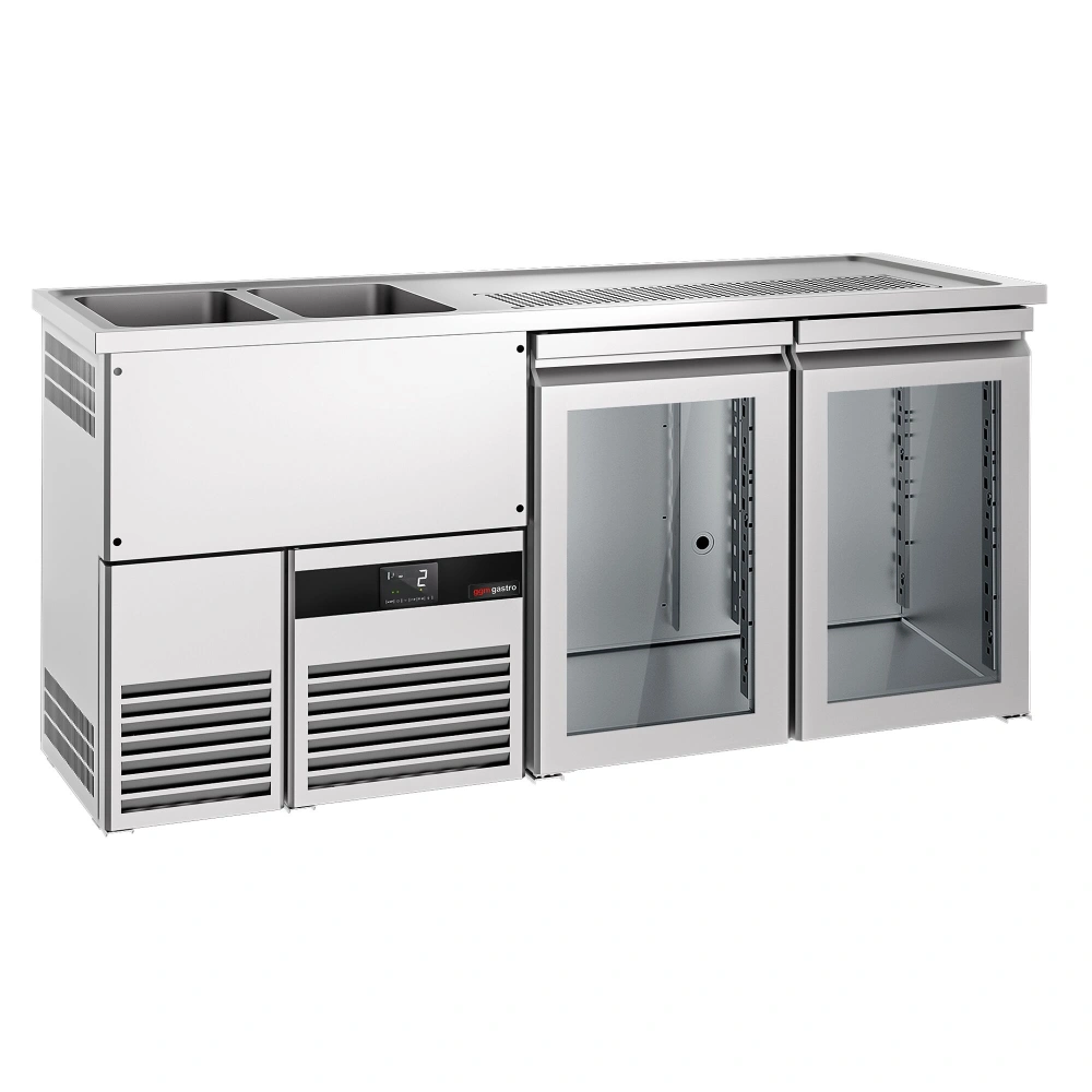 Výčepní pult PREMIUM - 1950x700 mm - 2 skleněné dveře