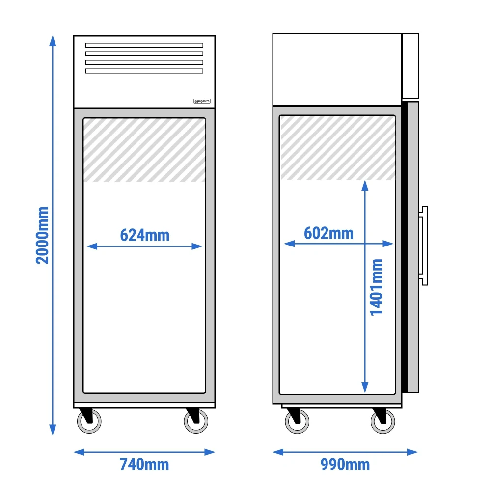 Pekařská nerezová lednice PREMIUM - EN 600x800 - 800 L - s 1 prosklenými dveřmi