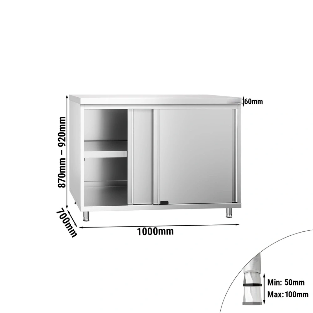 Nerezový pracovní stůl se skřínkou bez zadního lemu 100x60x85cm