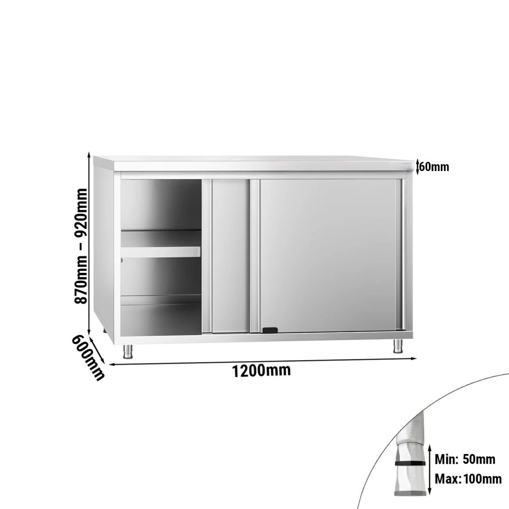Nerezový pracovní stůl se skřínkou bez zadního lemu 120x60x85cm