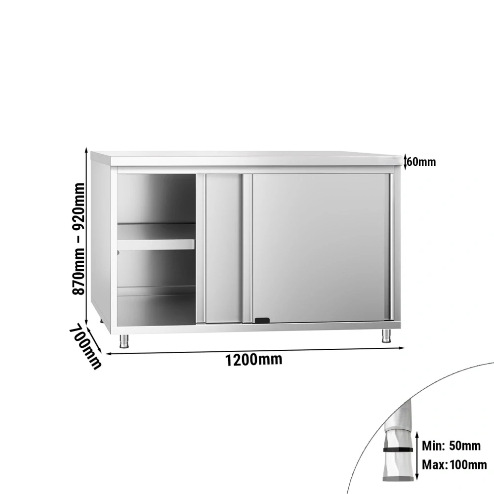 Nerezový pracovní stůl se skřínkou bez zadního lemu 120x70x85cm