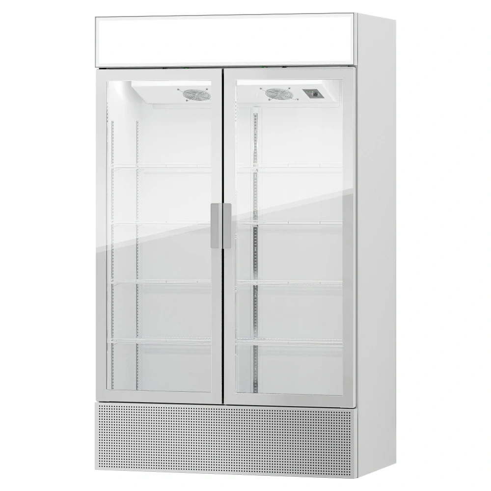 Lednice na nápoje - 1200L - bezrámový design - 2 skleněné dveře & reklamní displej