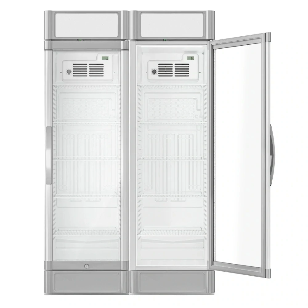 (2 kusy) Chladnička na nápoje - 690 litrů - se 2 prosklenými dveřmi a reklamním displejem