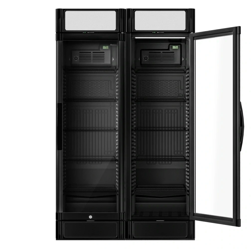 (2 kusy) Chladnička na nápoje - 690 litrů - se 2 prosklenými dveřmi a reklamním displejem