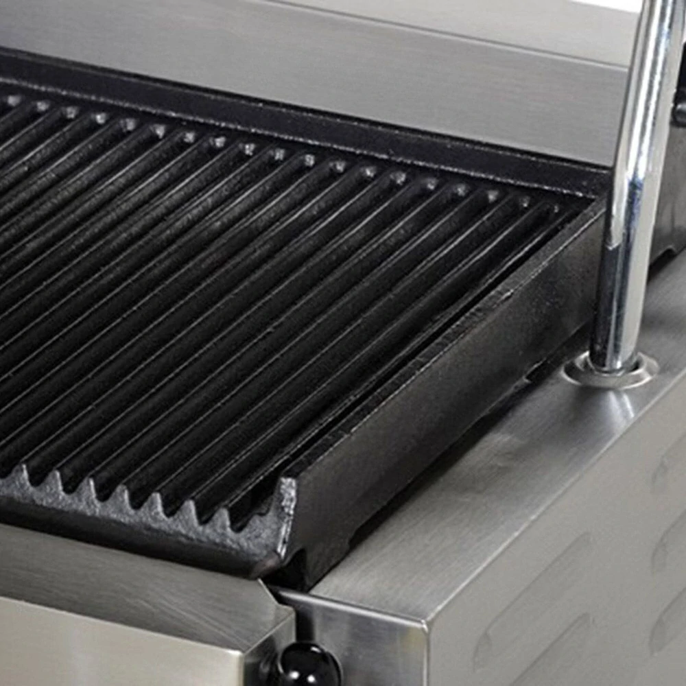 Kontaktní gril - 4,4 kW - nahoře & dole drážkovaný - grilovací plocha: 475x230mm