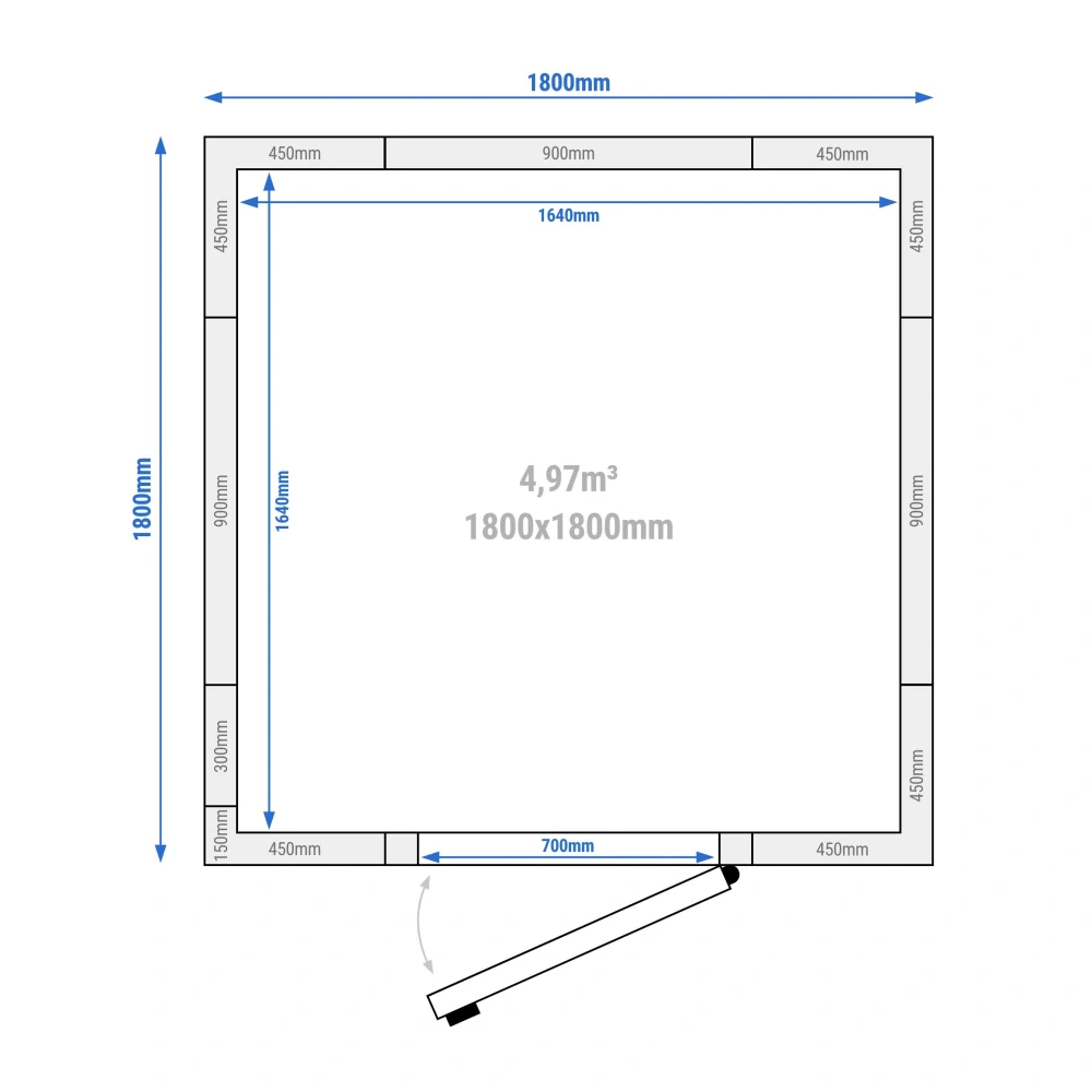 Chladicí box - 1,8 x 1,8 m - výška: 2,01 m - 4,97 m³