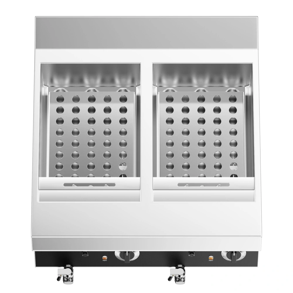 Dvojitá fritéza - 600 mm - 13+13 litrů - 9 kW - s vypouštěcím kohoutem