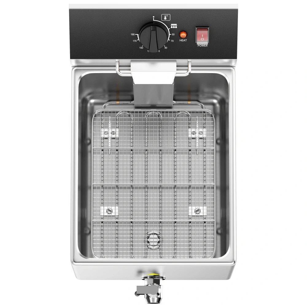 Elektrická fritéza - 12 litrů - 3,25 kW - s vypouštěcím kohoutem
