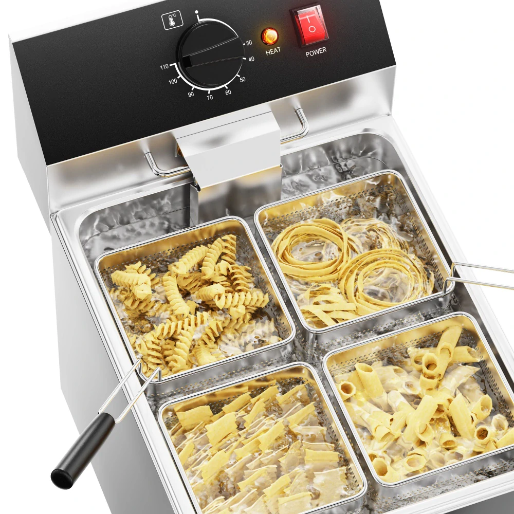 Vařič těstovin - 8 L - 3,25 kW - s vypouštěcím kohoutkem - vč. 4 košů