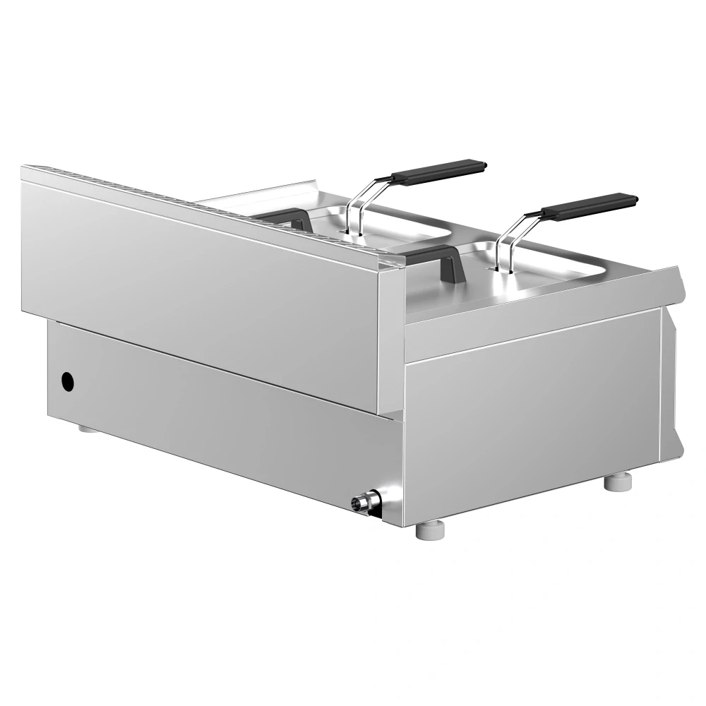 Plynová dvojitá fritéza - 8+8 litrů - 12 kW - s vypouštěcím kohoutem