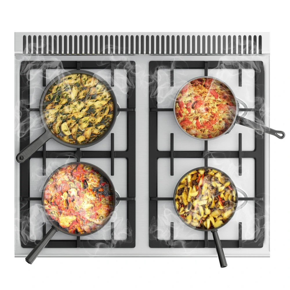 Plynový sporák - 4 hořáky (14 kW) s pilotním plamenem