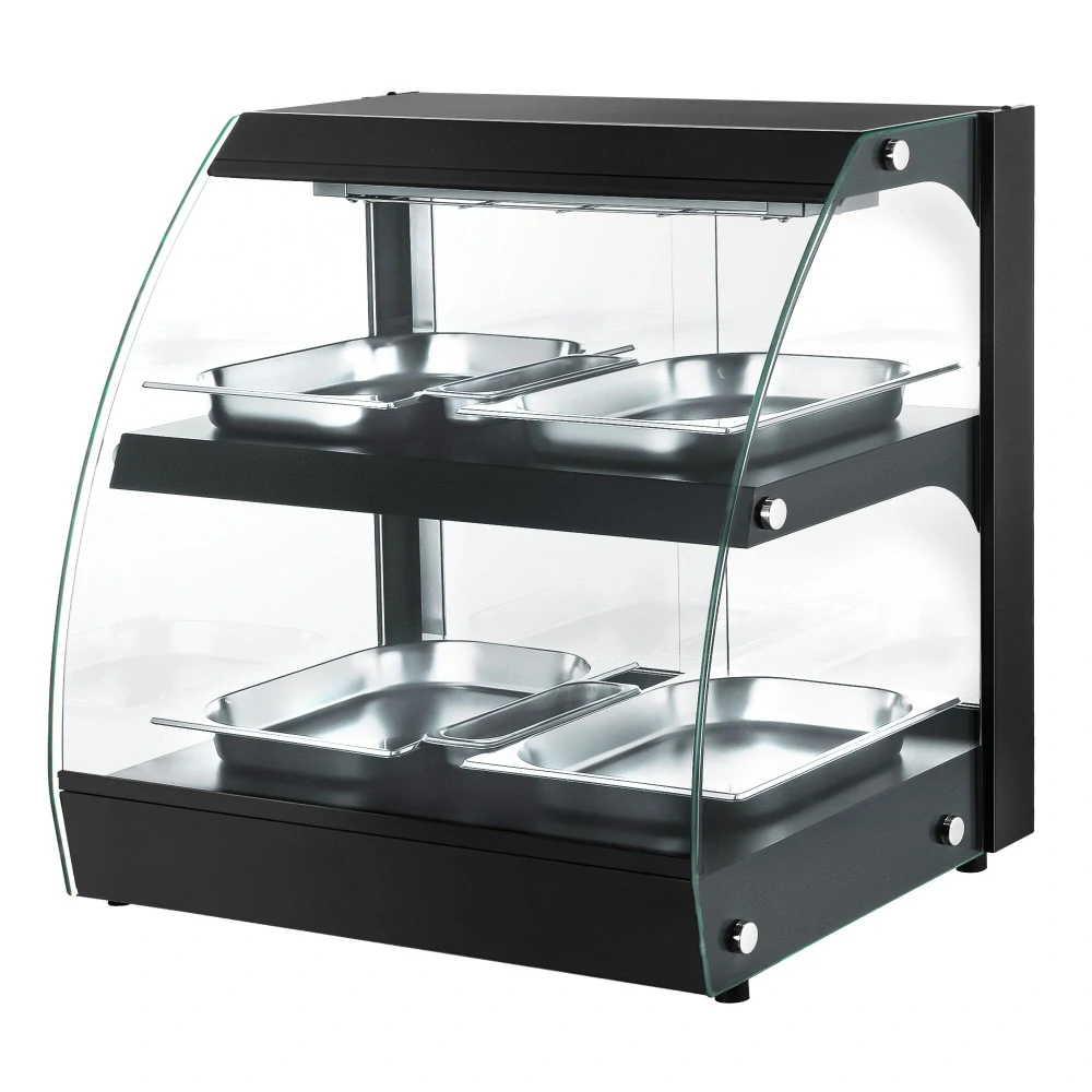 Ohřevná vitrína - 650 mm - se 2 policemi - černá