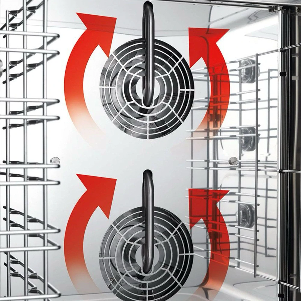 Elektrický kombinovaný konvektomat - digitální - 2,4″ LCD displej - 6x GN 2/1 nebo 12x GN 1/1 - vč. Mycí systém & teplotní sonda