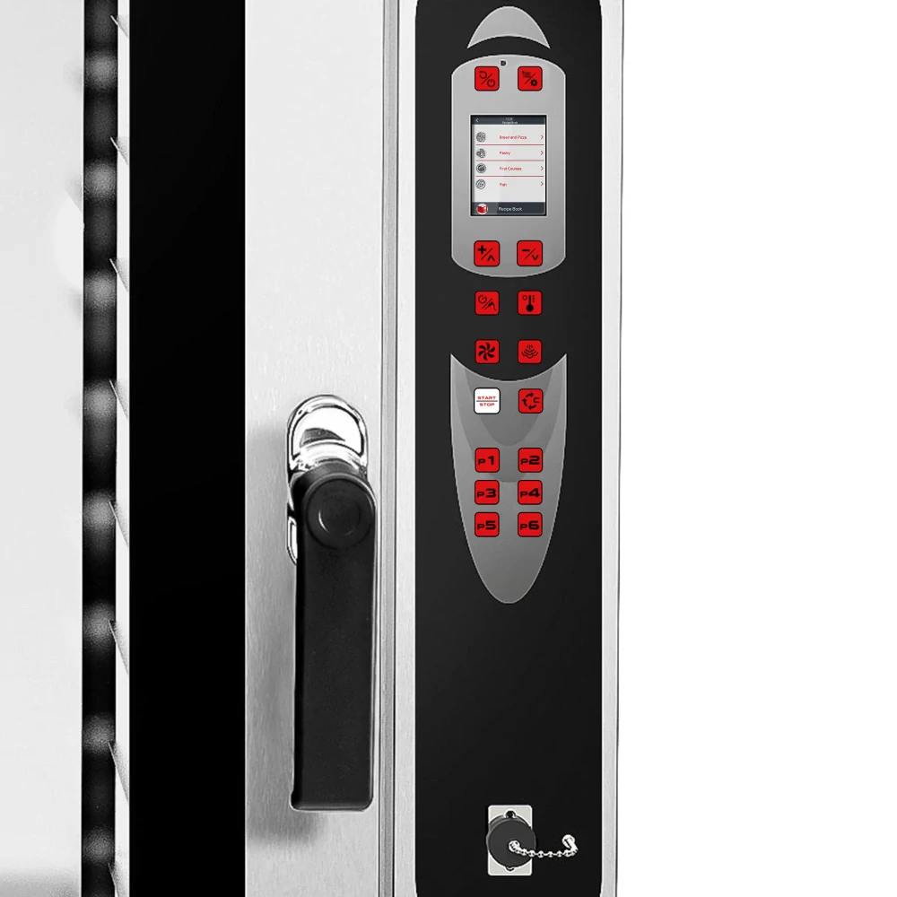 Elektrický kombinovaný konvektomat - digitální - 2,4″ LCD displej - 10x GN 2/1 nebo 20x GN 1/1 - vč. Mycí systém