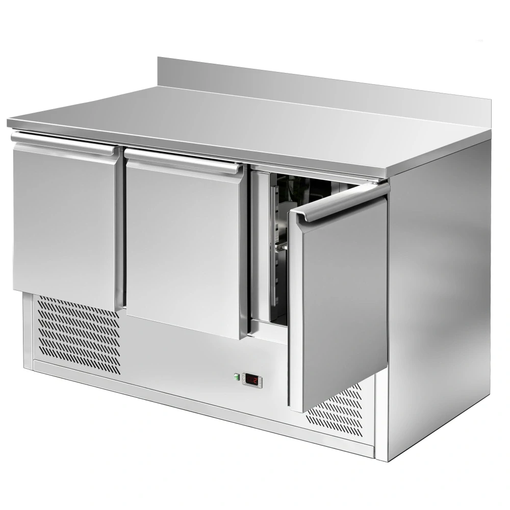 Chladicí stůl ECO - 1370x700 mm - se 3 dveřmi - zadní lištou
