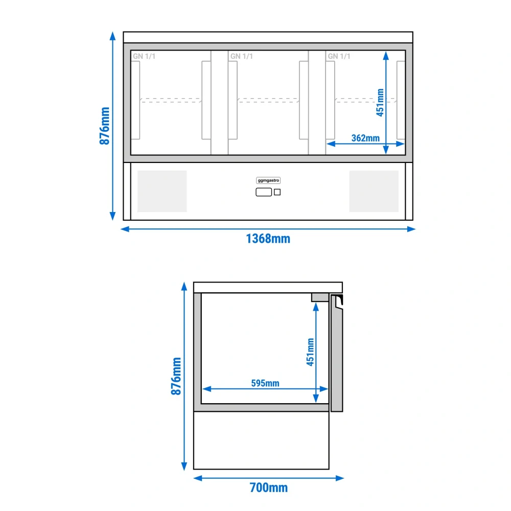 Chladicí stůl PREMIUM - 1370x700 mm - 3 dveře