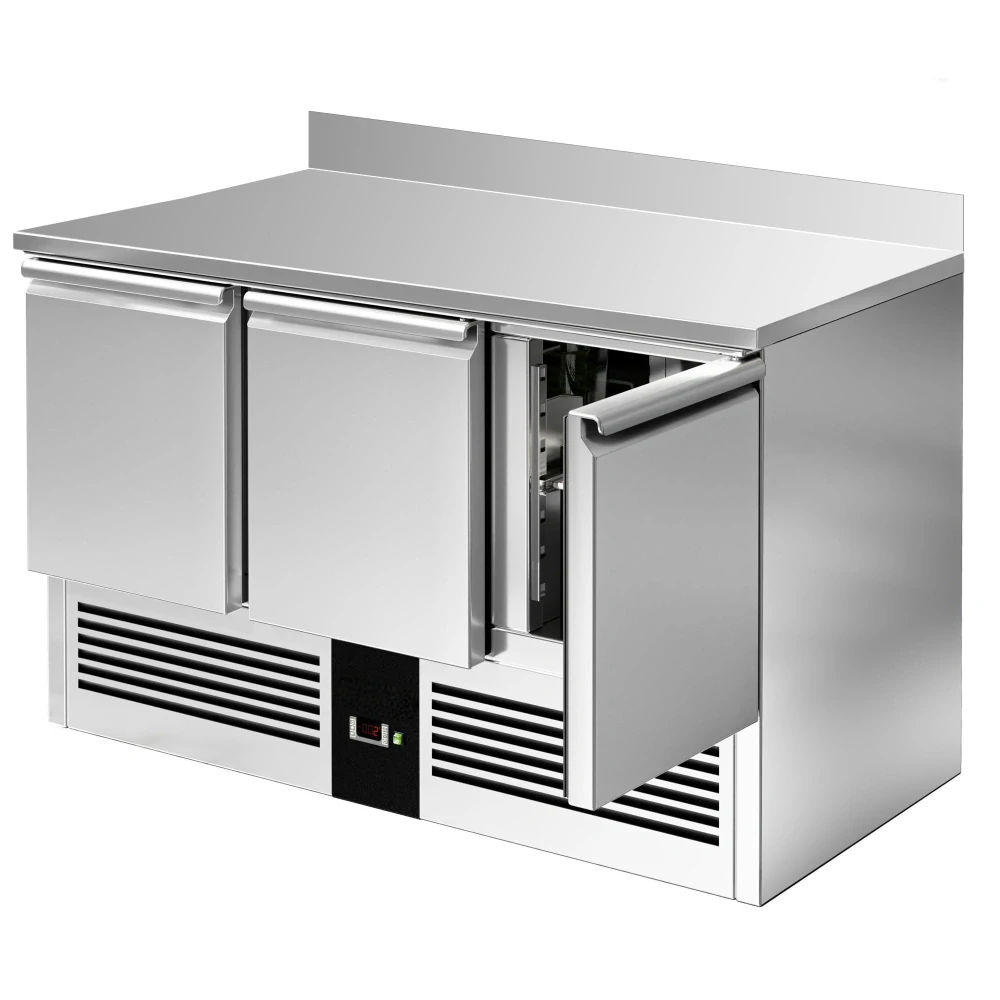 Chladicí stůl PREMIUM - 1370x700 mm - 3 dveře - zadní lišta