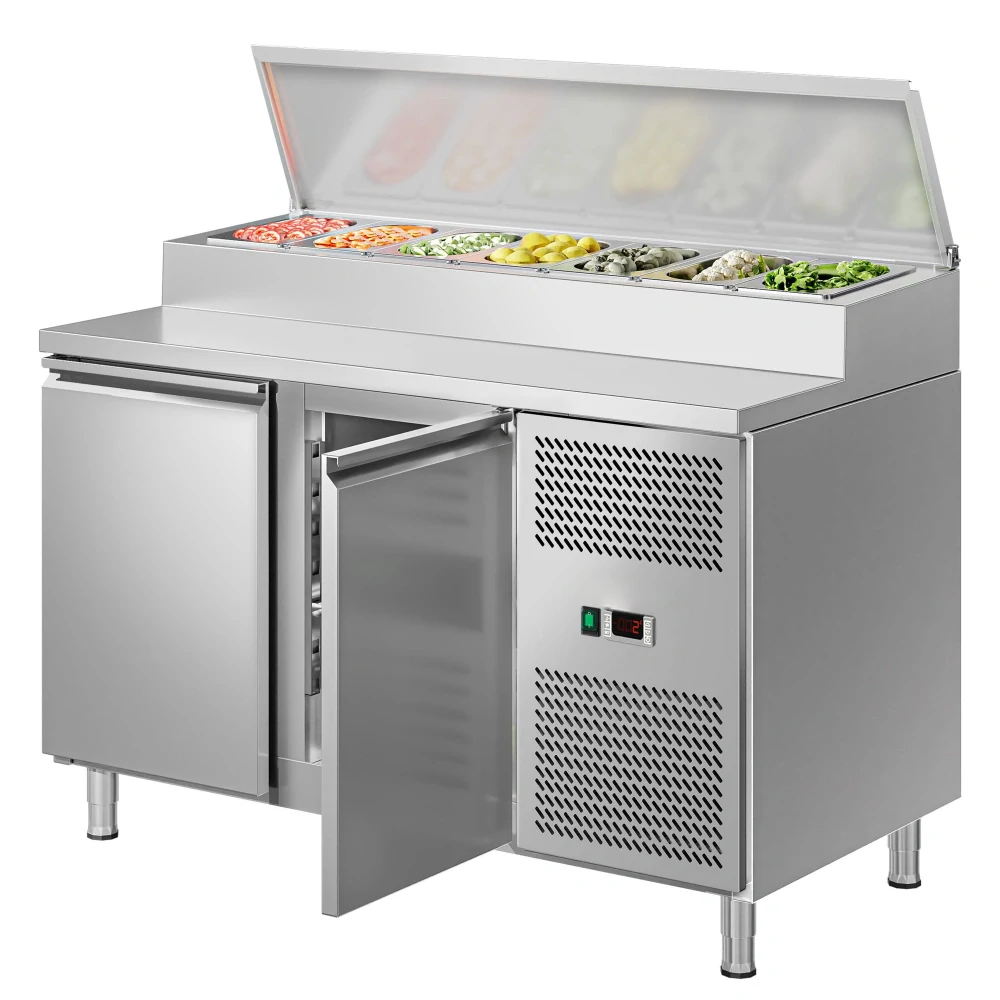 Přípravný stůl ECO - 1360mm - 2 dveře - pro 7× GN 1/3