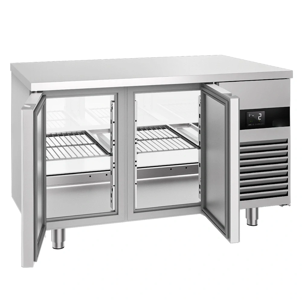 Chladicí stůl - 1400x700x850 mm - 281 l - se skleněným čelem - s 2 dveřmi