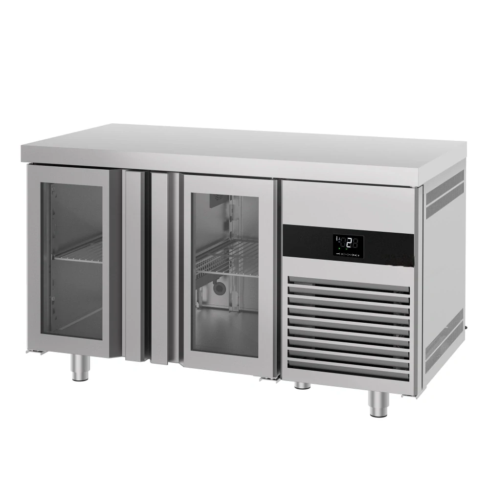 Chladicí stůl PREMIUM - 1400x700 mm - 2 skleněné dveře