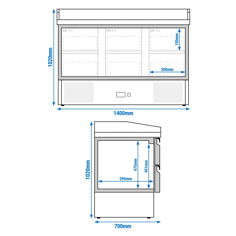 Chladicí stůl na pizzu PREMIUM - 1400x700 mm - s 6 zásuvkami
