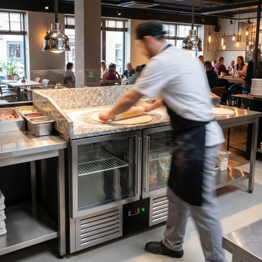 Chladicí stůl na pizzu PREMIUM - 935x700 mm - se 2 dveřmi