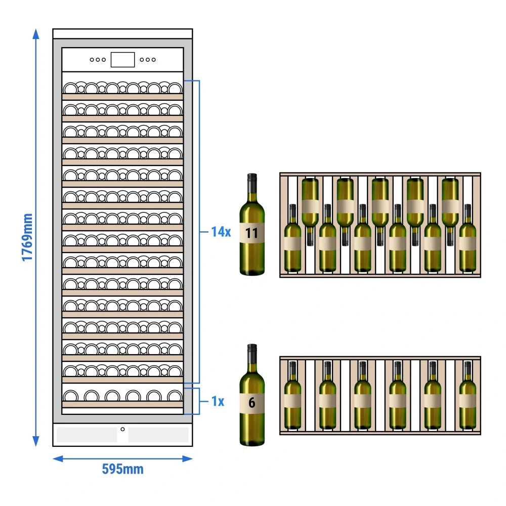 Vinotéka / Chladnička na víno - 1 klimatická zóna - 450 l - max. 171 lahví