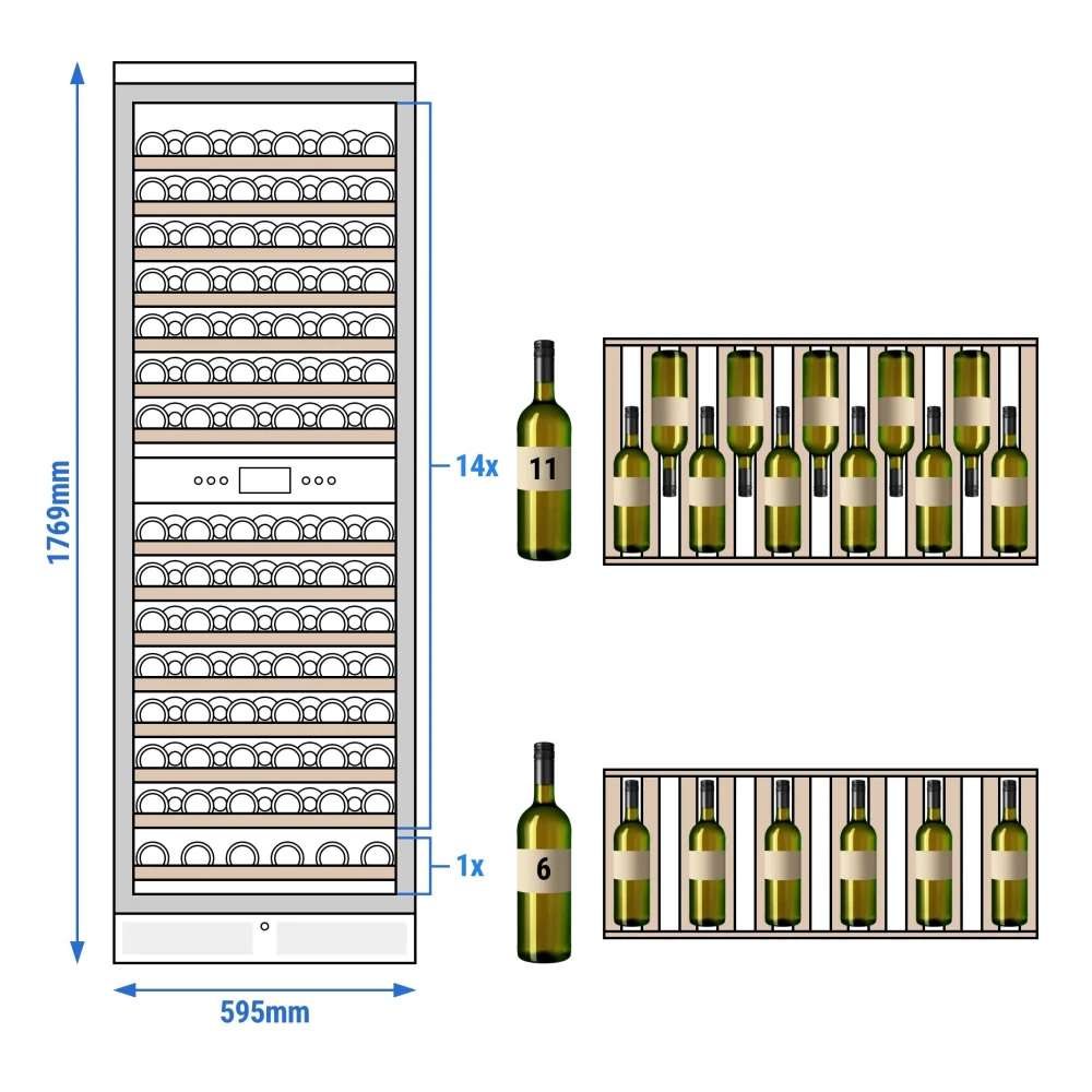 Vinotéka / Chladnička na víno - 2 klimatické zóny - 450 l - max. 160 lahví