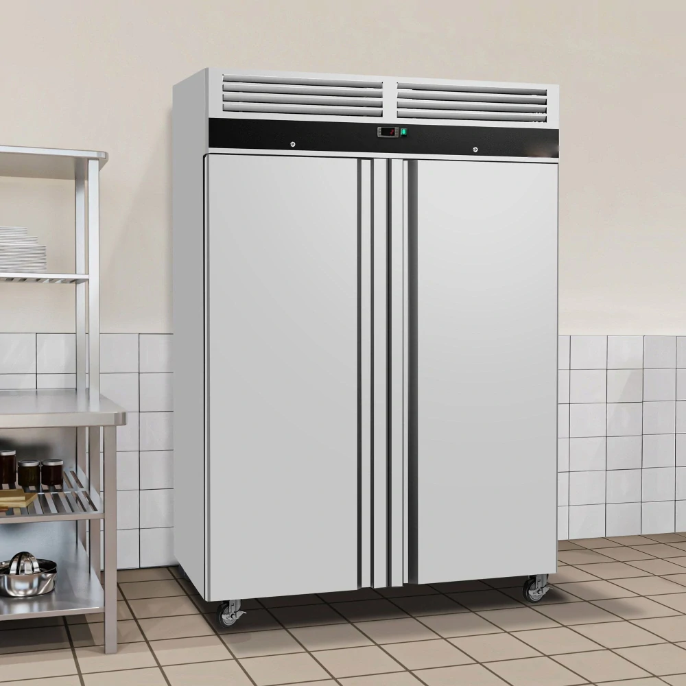 Nerezová skladovací lednice ECO - 1200 L - s 2 dveřmi