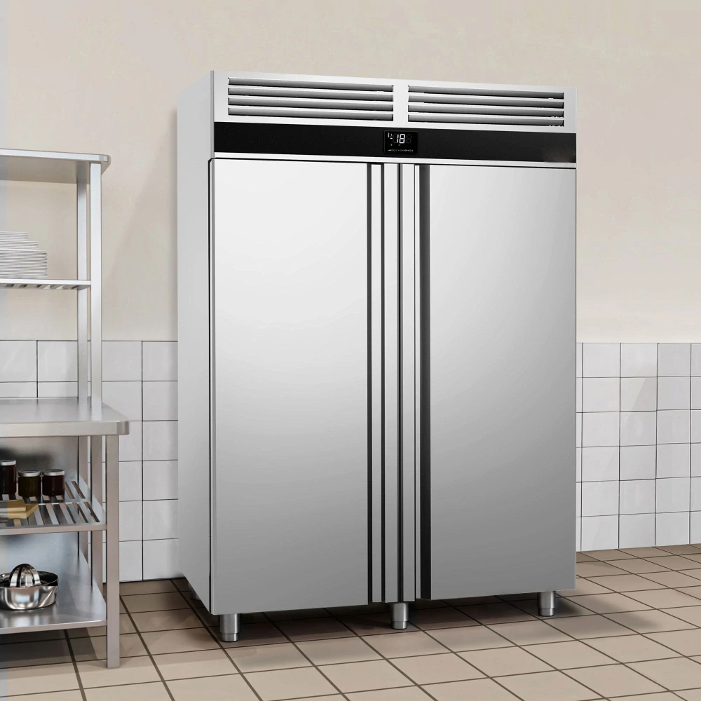 Nerezová mrazicí skříň PREMIUM - GN 2/1 - 1400 L - se 2 dveřmi
