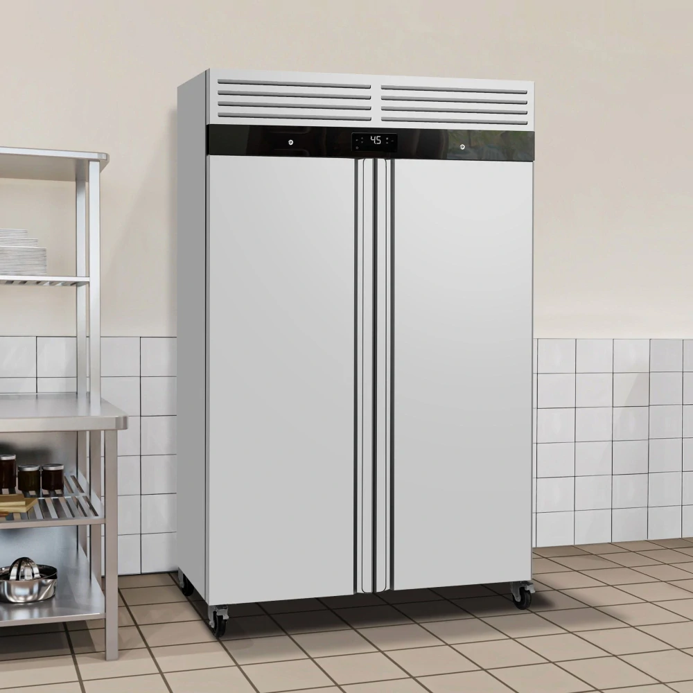 Nerezová mrazicí skříň ECO - 1200 litrů - se 2 dveřmi - plastové vnitřní dveře