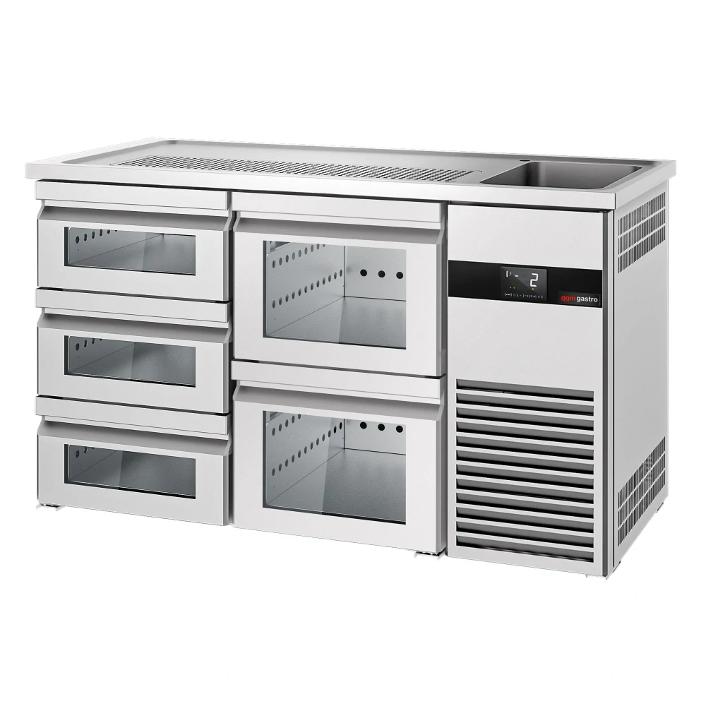 Výčepní pult PREMIUM - 1550x700 mm - 5 skleněných zásuvek