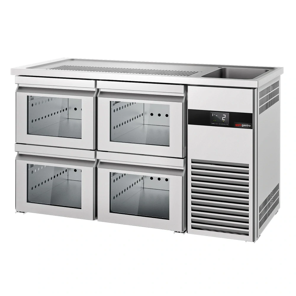 Výčepní pult PREMIUM - 1550x700 mm - 4 Skleněné zásuvky