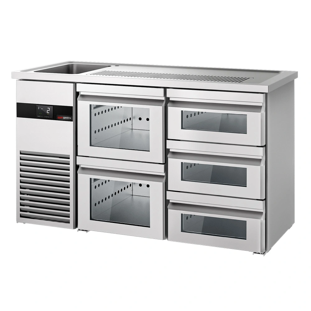 Výčepní pult PREMIUM - 1550x700 mm - 5 skleněných zásuvek