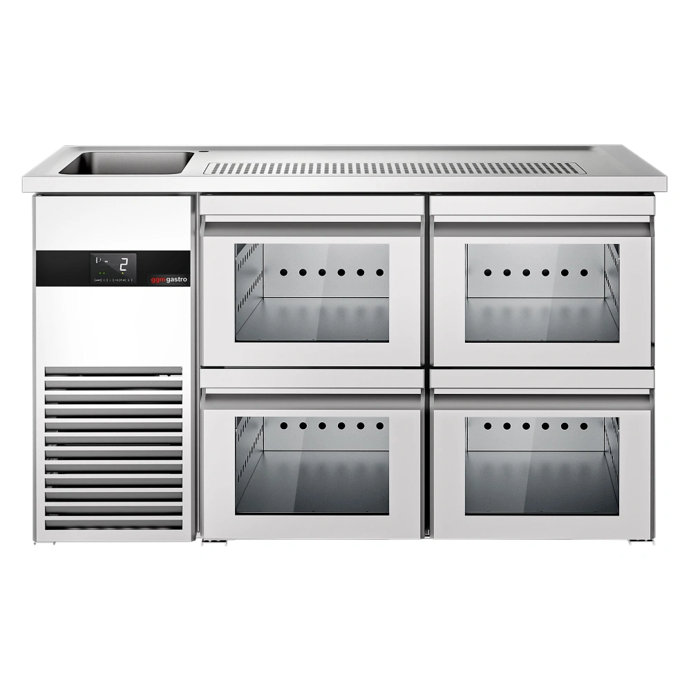 Výčepní pult PREMIUM - 1550x700 mm - 4 Skleněné zásuvky