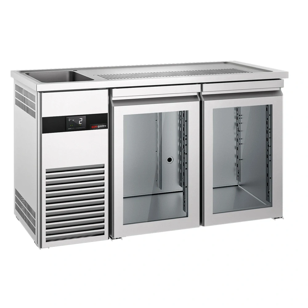 Výčepní pult PREMIUM - 1550x700 mm - 2 skleněné dveře