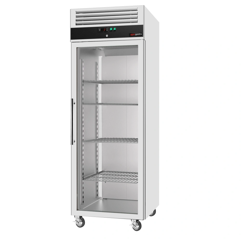 Nerezová skladovací lednice ECO - 600 L - s 1 skleněnými dveřmi