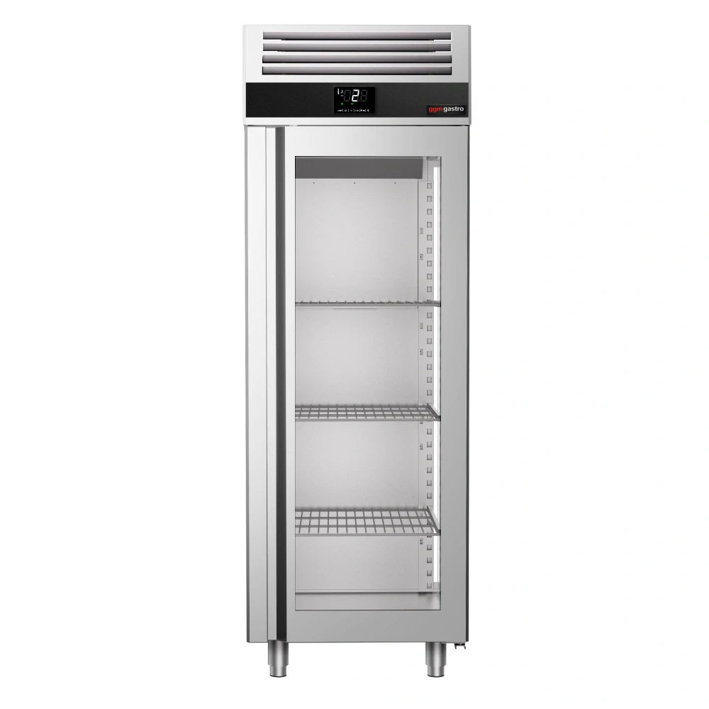 Nerezová skladovací lednice PREMIUM - 700 L - s 1 prosklenými dveřmi