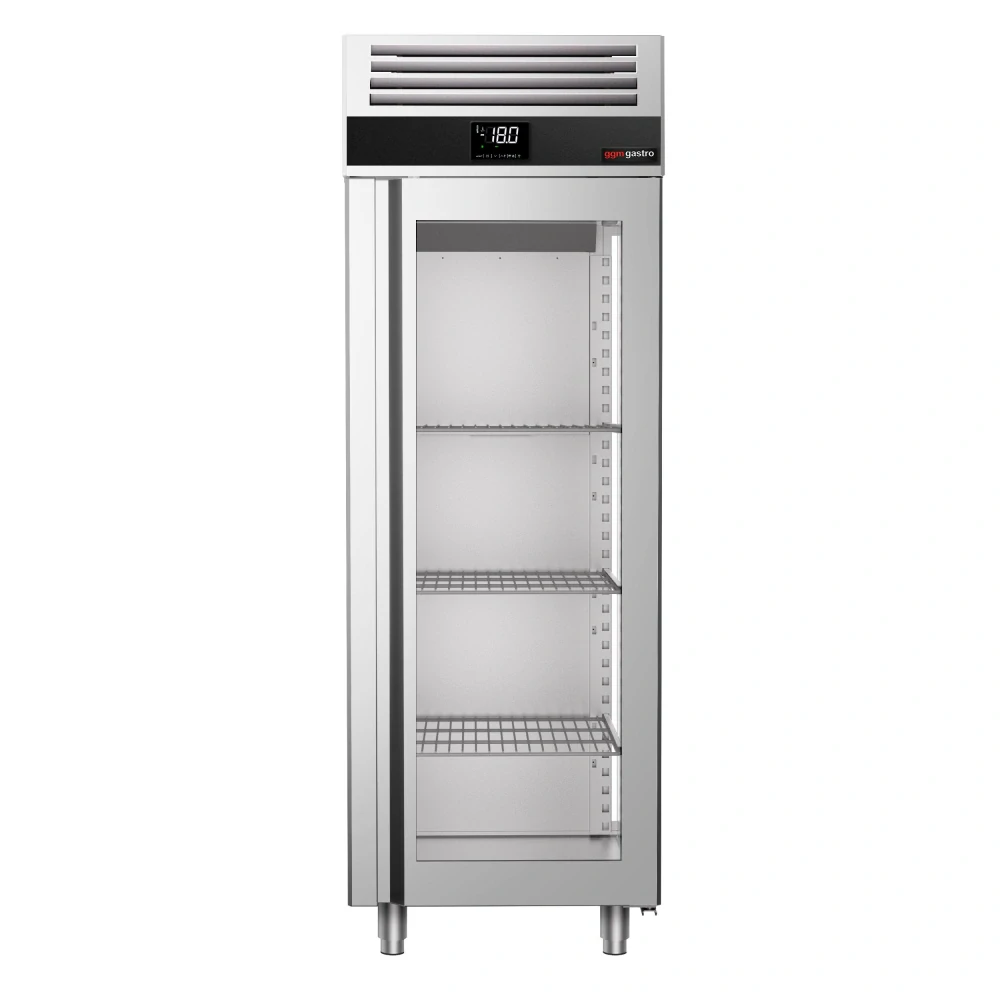 Nerezová mrazicí skříň PREMIUM - GN 2/1 - 700 L - s 1 prosklenými dveřmi