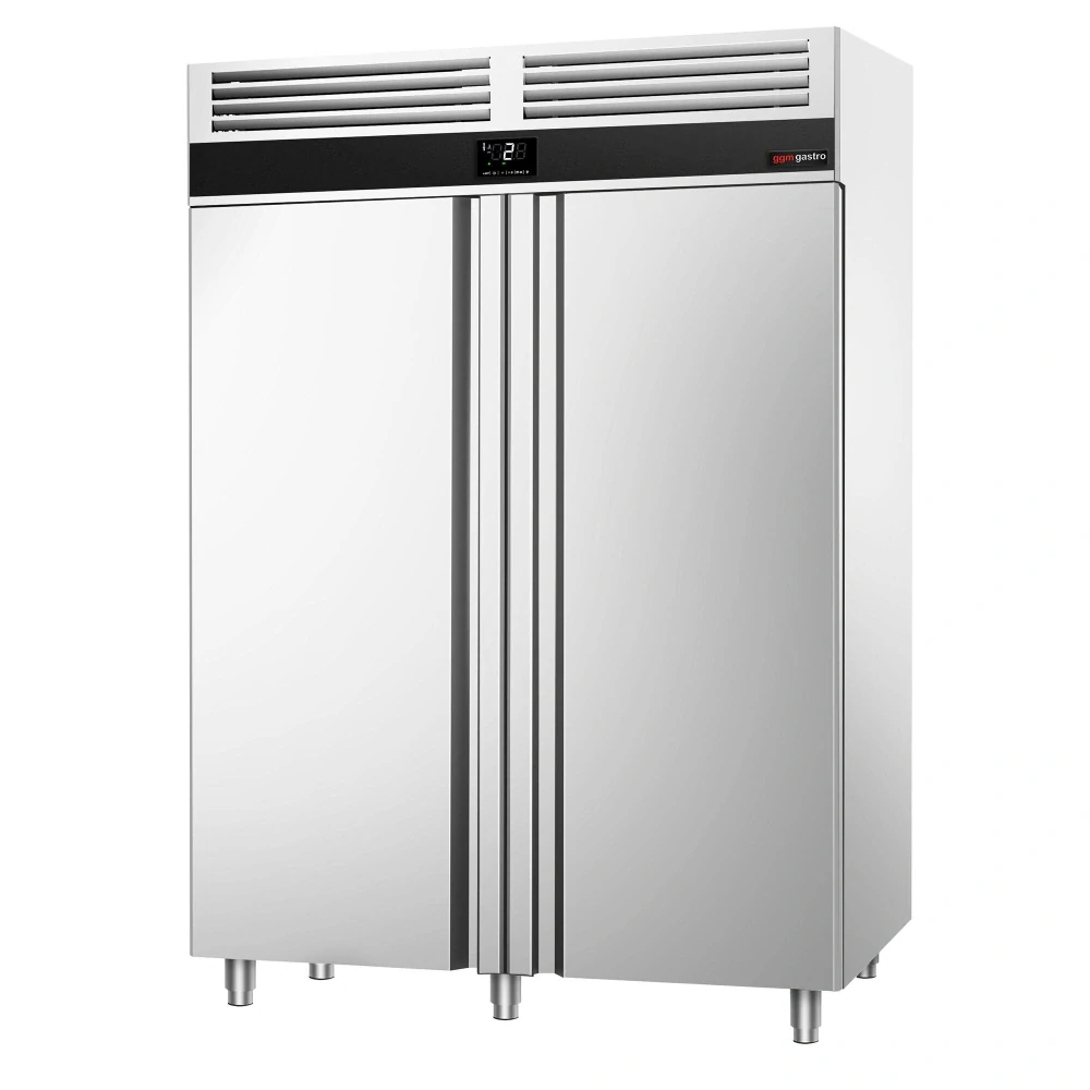 Nerezová skladovací lednice PREMIUM - 1400 L - s 2 prosklenými dveřmi