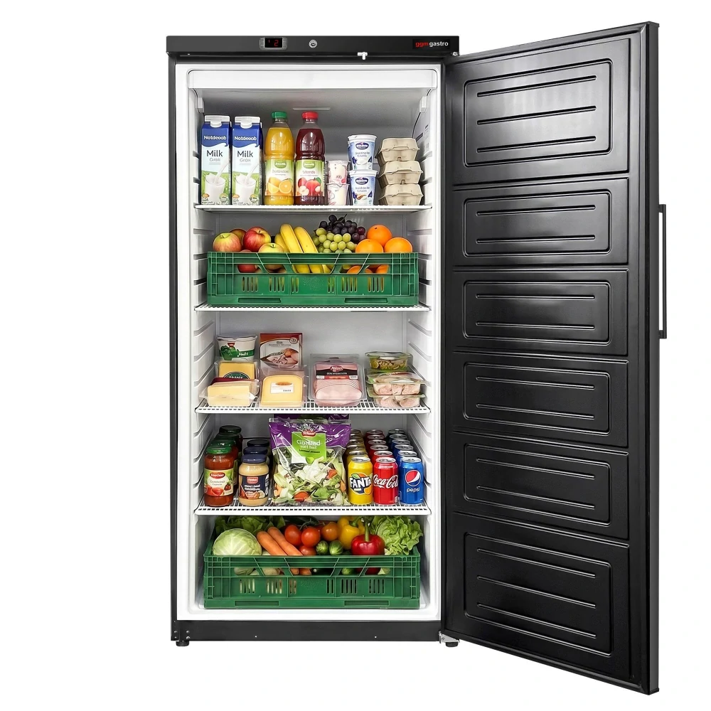 Chladicí skříň ECO - 600 L - s 1 dveřmi - Vnitřní strana dveří z plastu - Černá