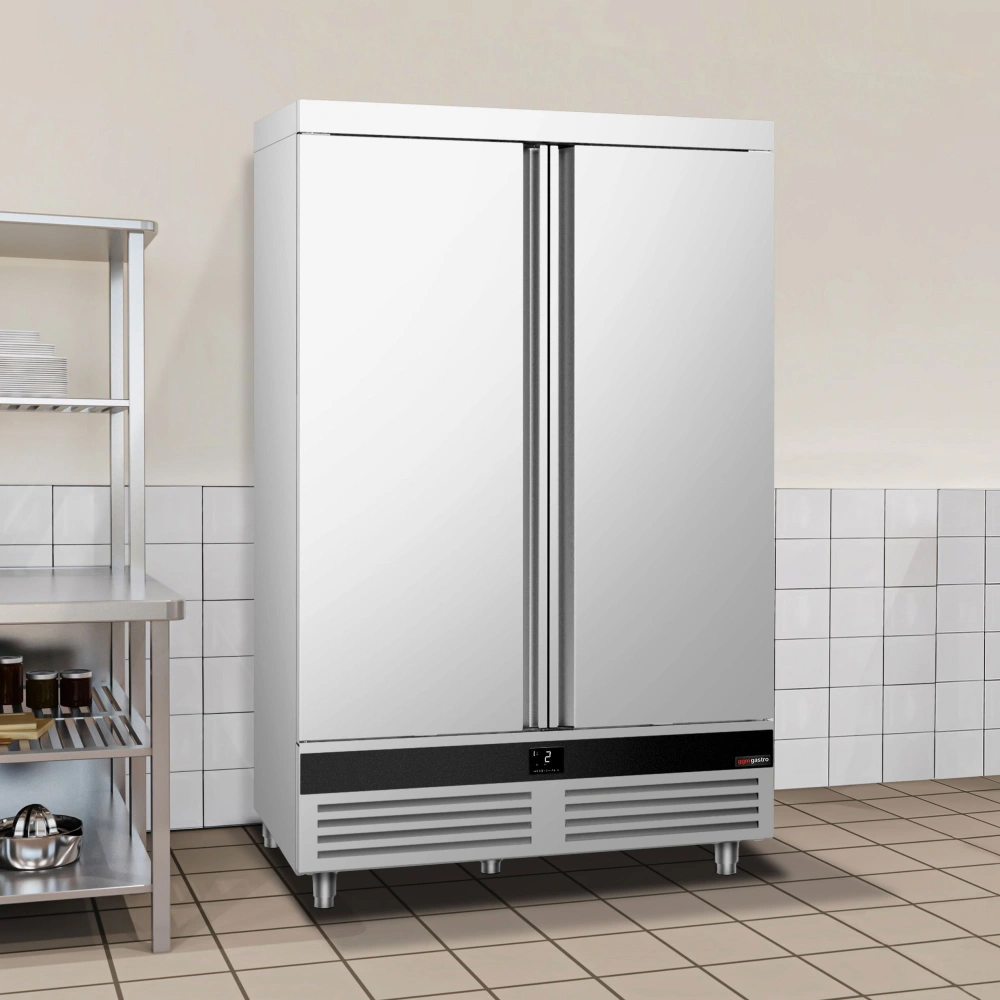 Nerezová chladicí skříň PREMIUM - GN 2/1 - 1 400 mm - 1400 l - až +8 °C - s 2 dveře