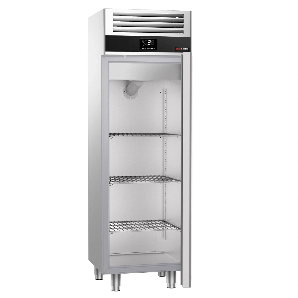 Nerezová skladovací lednice PREMIUM - 400 L - s 1 prosklenými dveřmi