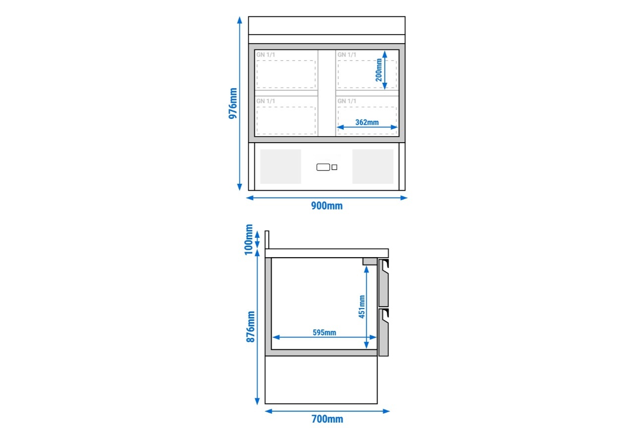 Chladicí stůl 4 šuplíkový 90x70x97,6cm