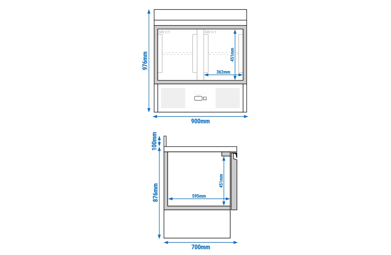 Chladicí stůl 90x70x97,6cm s 2 dveřmi