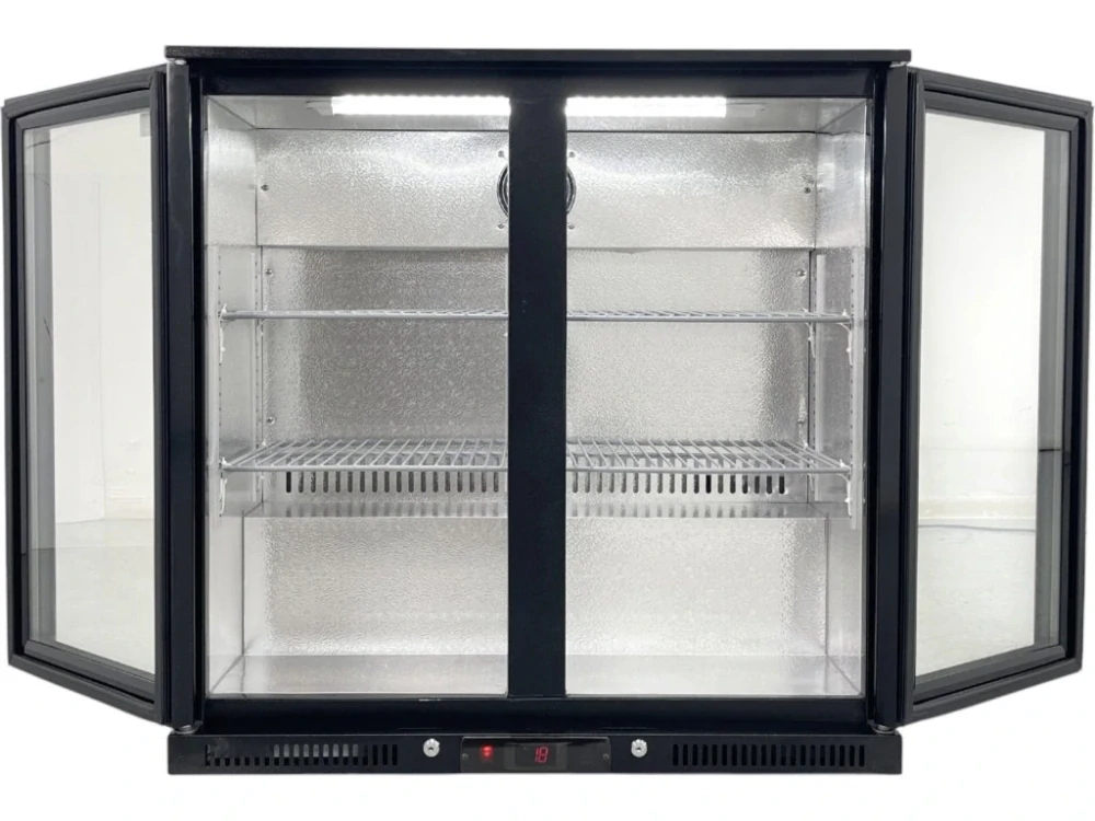 Barová lednička – 0,9 m – 190 l – se 2 skleněnými dvířky a 2 policemi – černá
