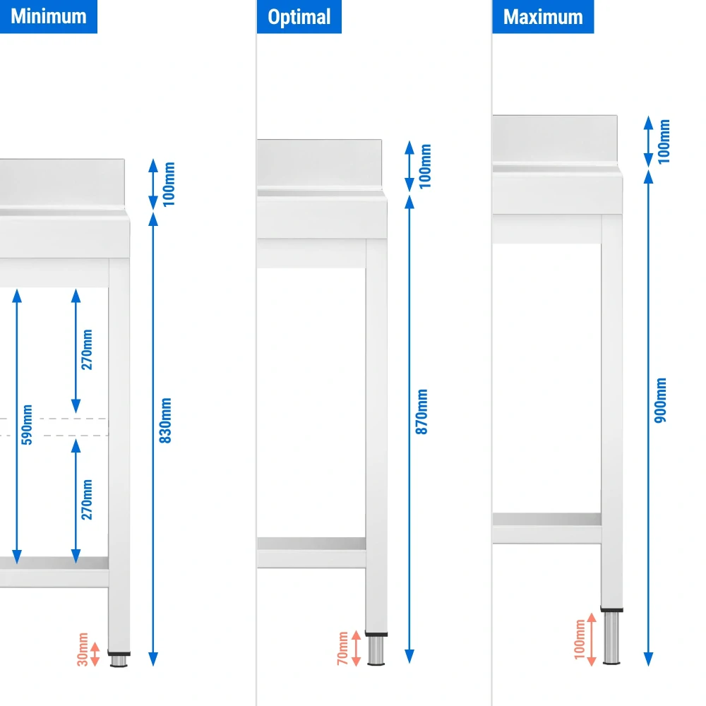 Nerezový stůl s 2 policemi 90x60x85cm