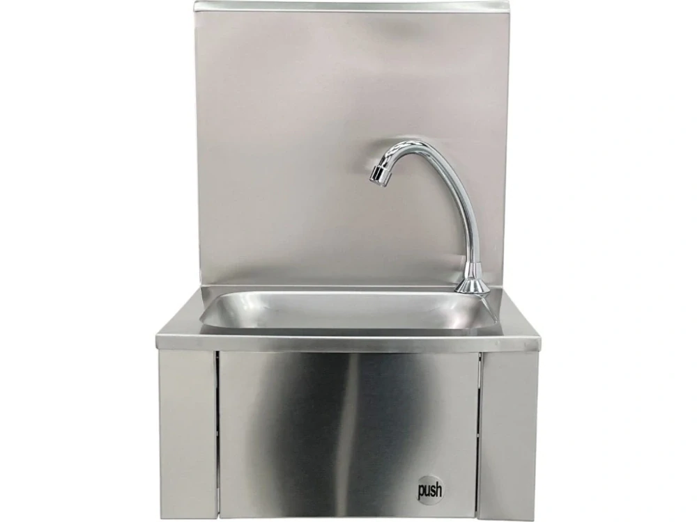 Ruční umyvadlo nerezové, s kolenním ovládáním - 400x340x(200+385) cm